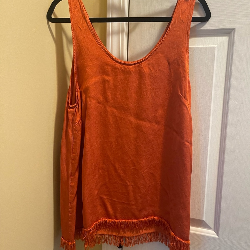 satin burnt orange tank top